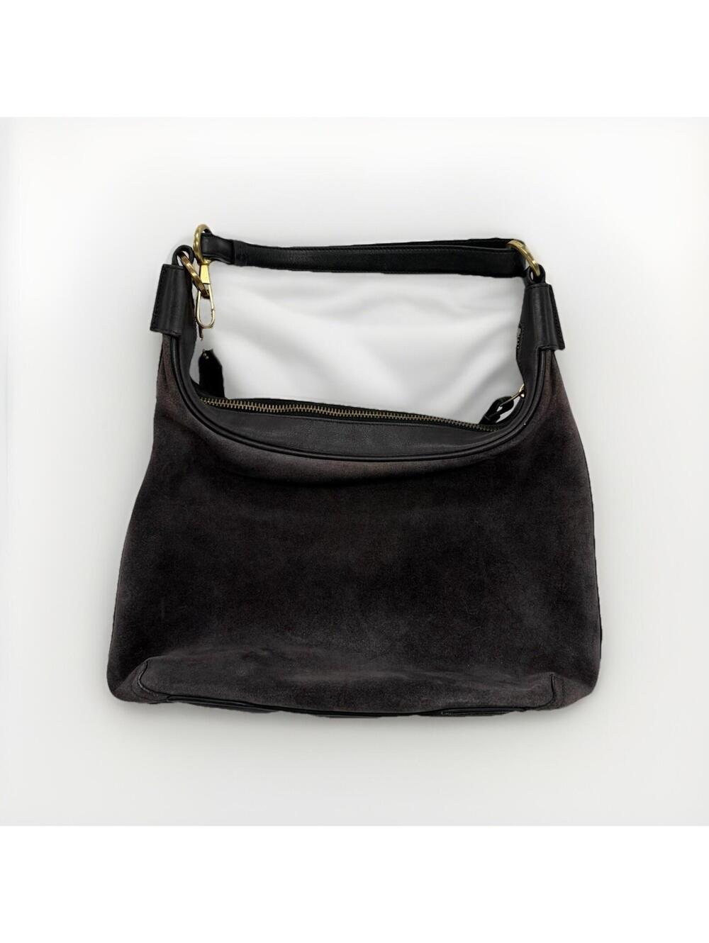Vintage Coach 6957 Brown Suede Leather Hobo Shoulder Bag Y2K Brass Hardware